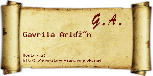 Gavrila Arián névjegykártya
